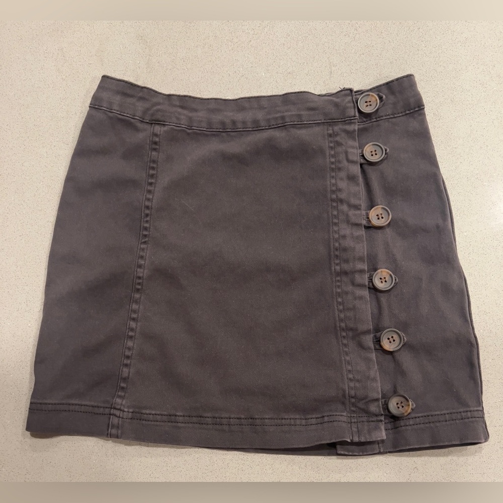Altar'd State Charcoal Button-Up Mini Skirt